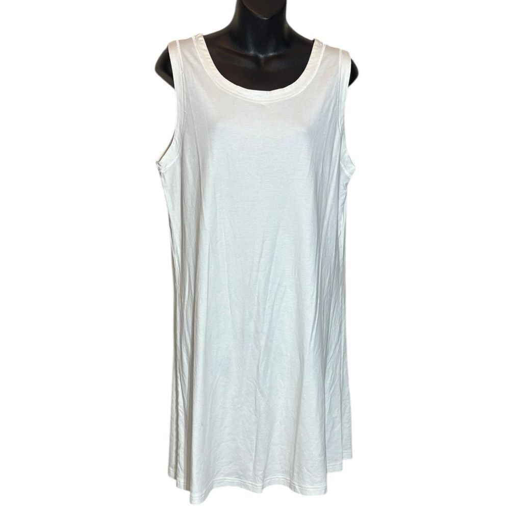 P. Jamas women’s xl 100% pima cotton white‎ nightgown sleeveless butterknits